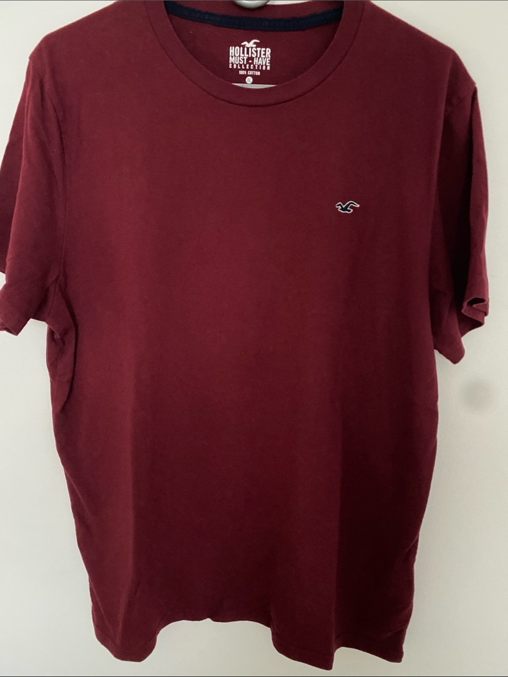 Hollister Men's Maroon Crew Neck Short Sleeve Tee XL